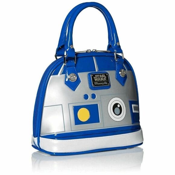 Loungefly Disney Star Wars R2D2 OG HEART LOGO Metal Plate Satchel Handbag Purse - Picture 2 of 4
